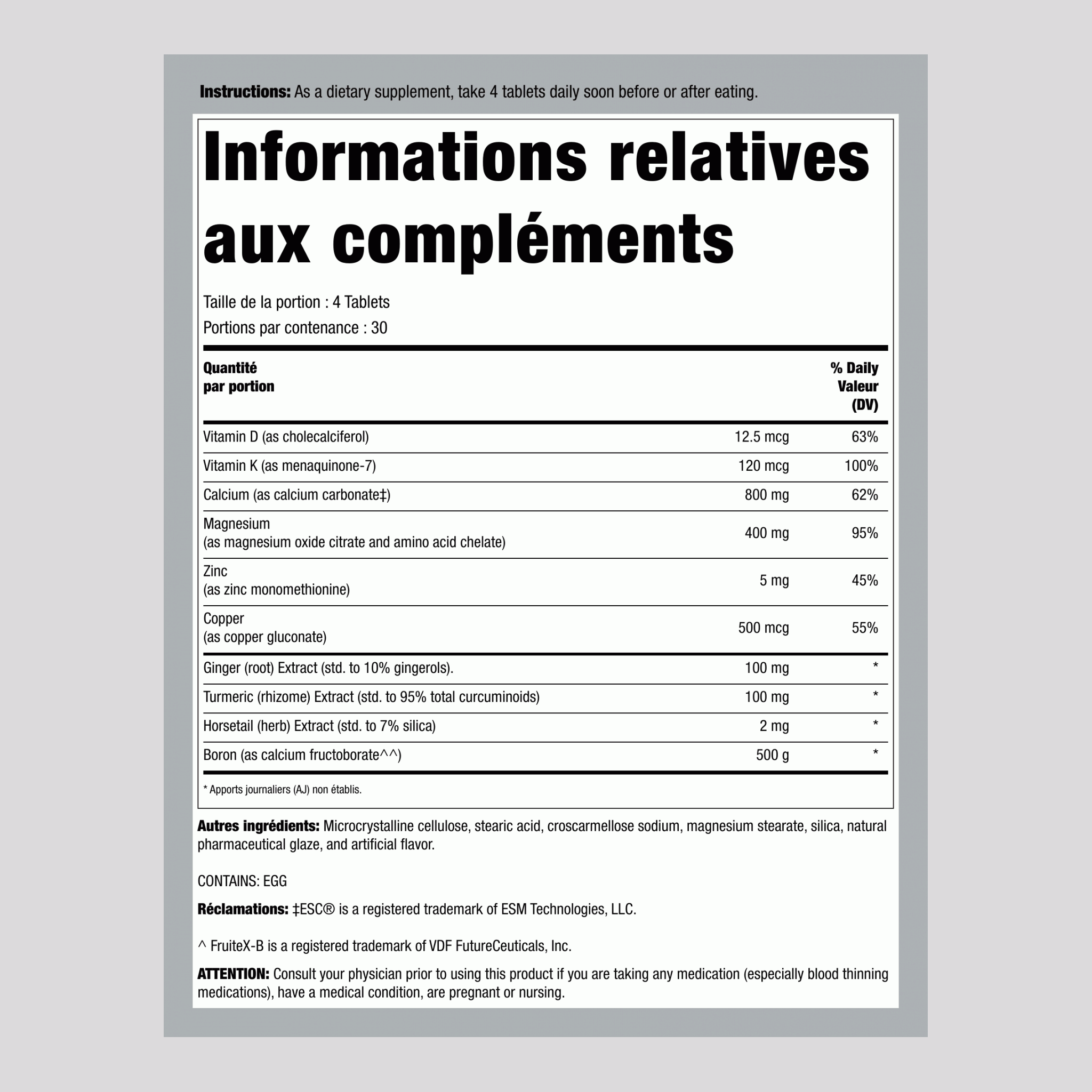 Complexe BoneTrex® avec Calcium, 120 Comprimés