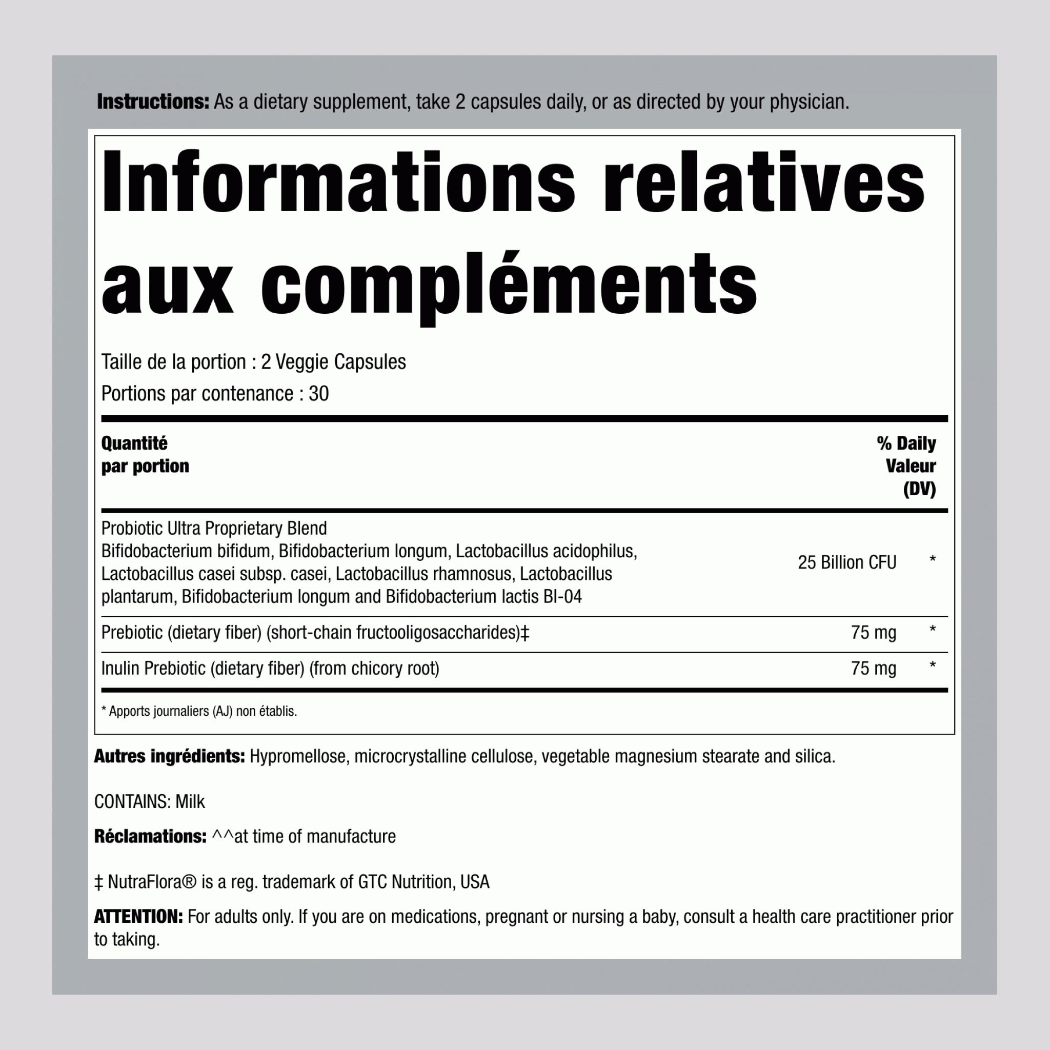 PurBiotic® ULTRA 25 MILLIARDS UFC, 60 Capsules Végétariennes