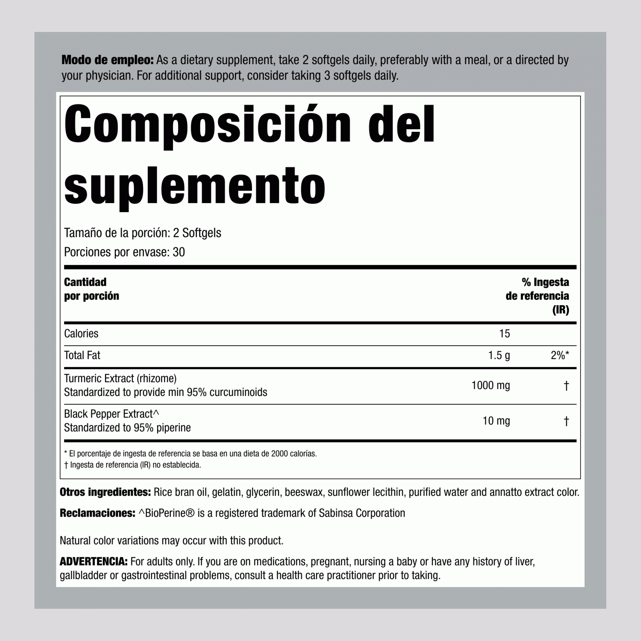 Fórmula Curcumin2K®, 60 Cápsulas Blandas