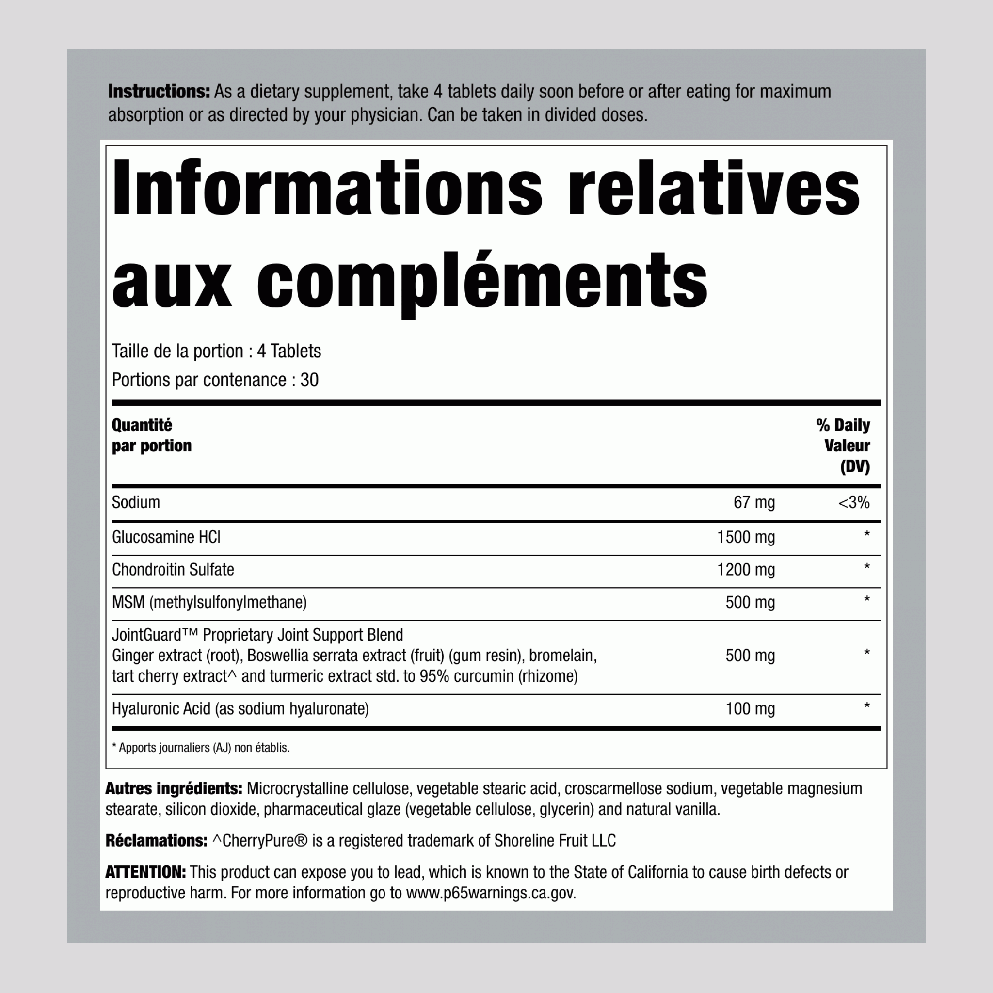 Formule Osteo XTS™ Glucosamine, 120 Comprimés