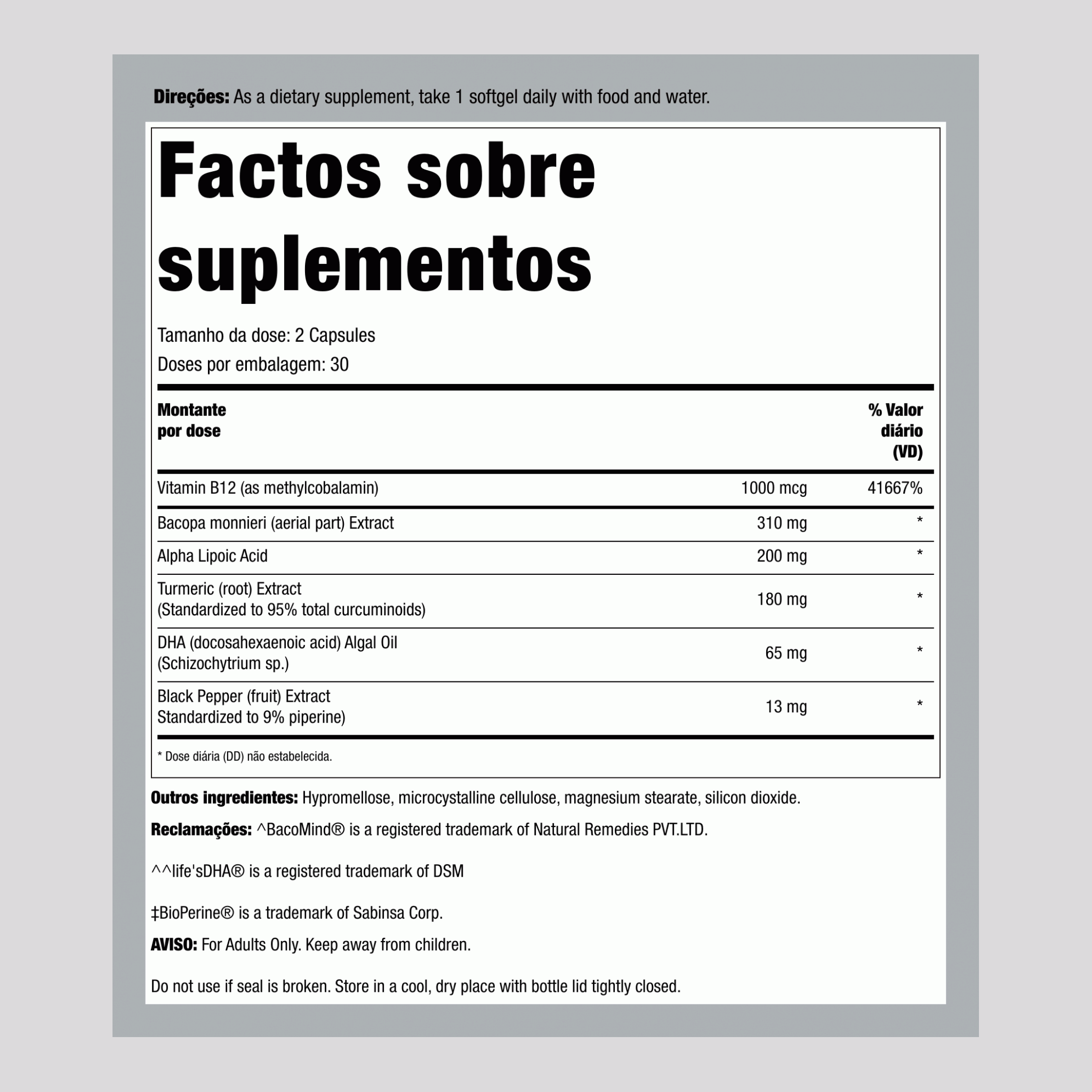 Complexo Energizador Cerebral®, 60 Cápsulas Vegetarianas