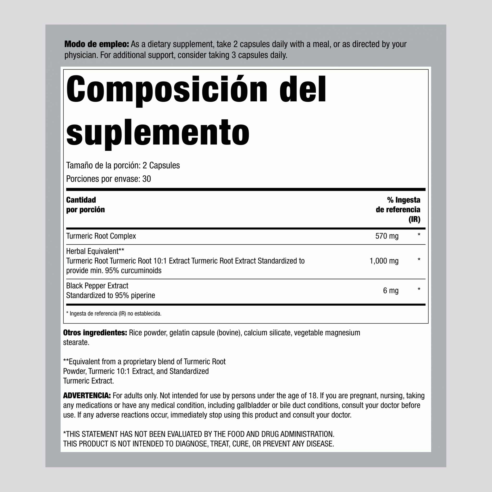 Fórmula Curcumin2K®, 60 Cápsulas